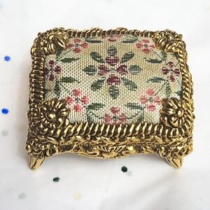 Vtg Corday Fame Le Tabouret Gold Tone Upholstered Foot Stool Perfume Solid